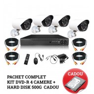 Nou! Pachet complet Kit supraveghere DVR CCTV 4 camere + Hard Disk 500 G 